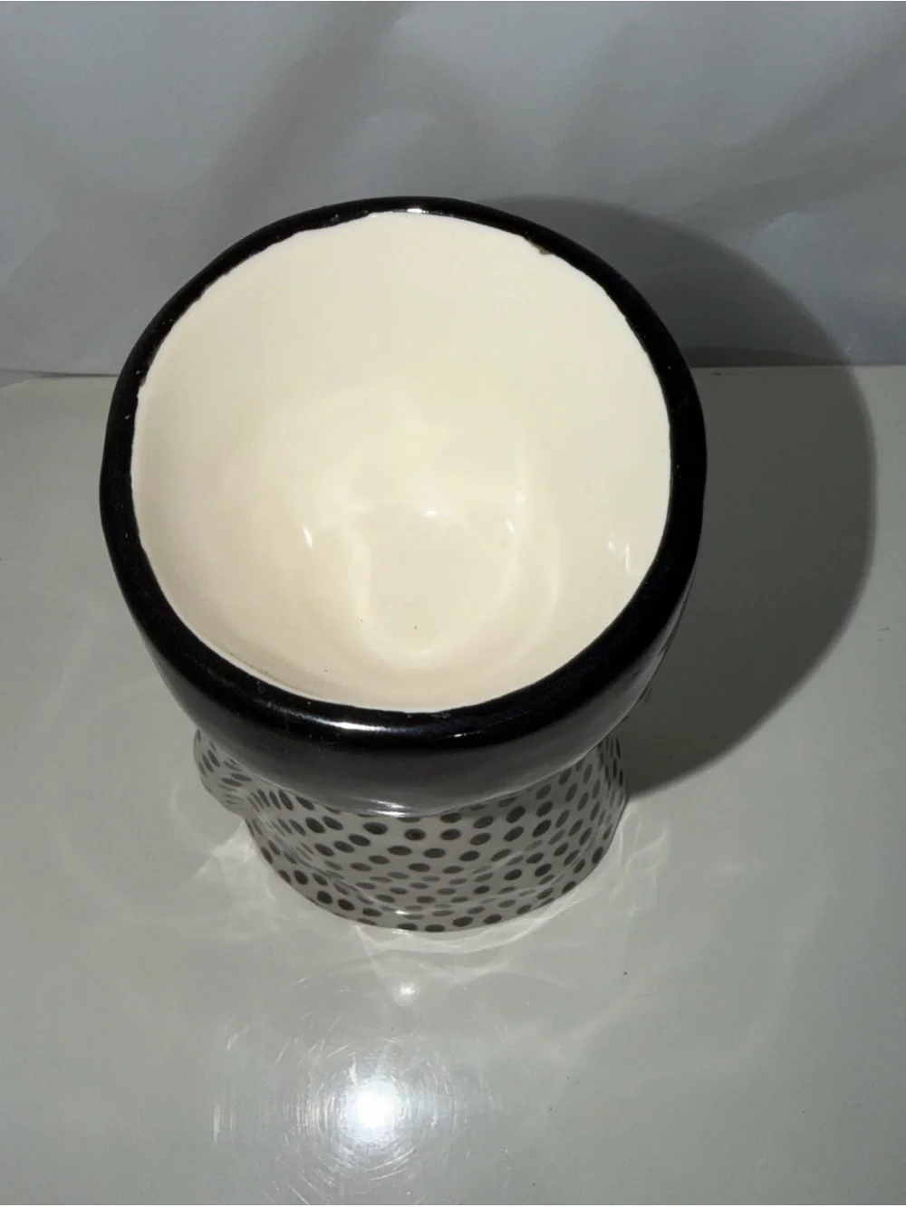 Ceramic Polka Dot Figurine Vase - Black & White